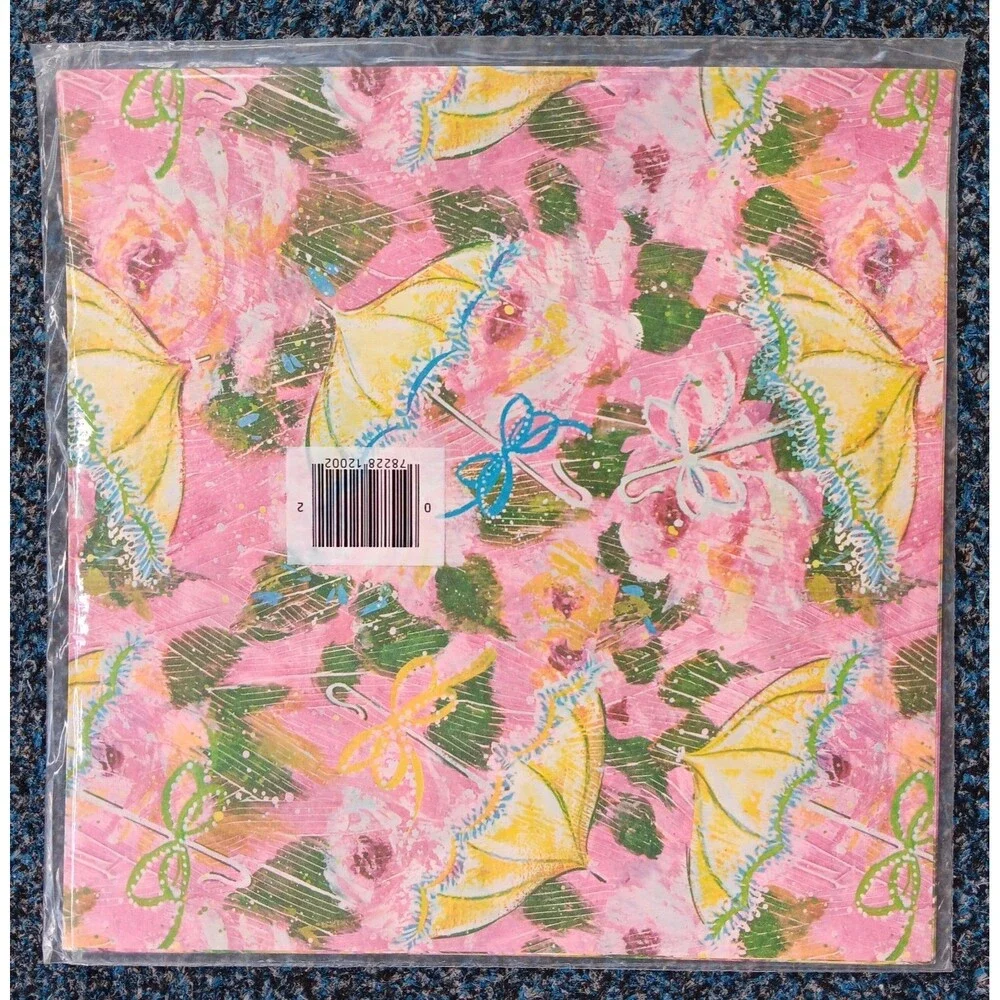 Vintage Hy-Sil Gift Wrap Wrapping Paper All Occasion Pink Green 2 Sheets 20x30